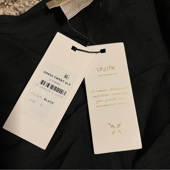 City Chic sweet sleeve faux wrap dress in black - Picture 7 of 10